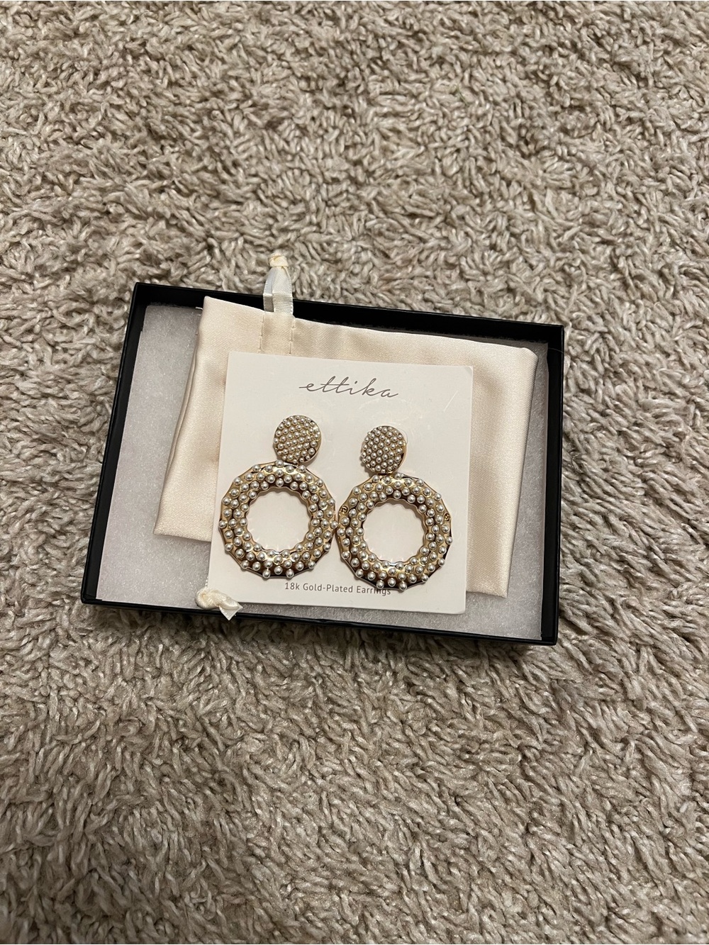 ettika Gold and Pearl Hoop Wreath Earrings